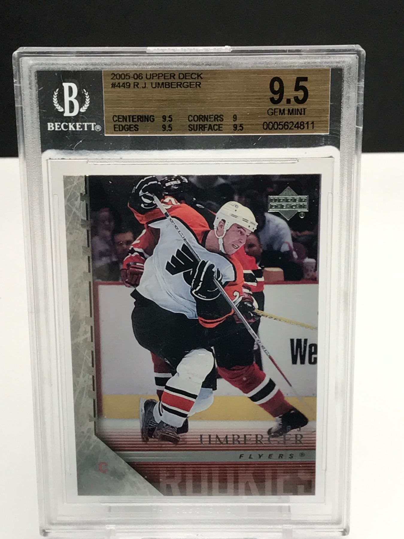 Ud Rjs RJ UMBERGER UD YOUNG GUNS ROOKIE CARD GRADED (BECKETT 9.5 GEM MINT)