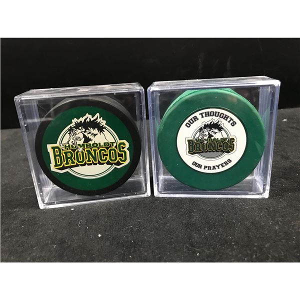 RARE HUMBOLDT BRONCOS MEMORIAL HOCKEY PUCK LOT