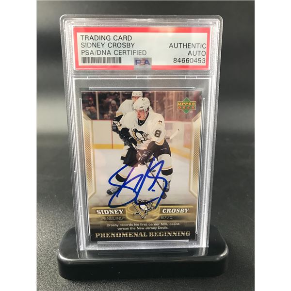SIDNEY CROSBY SIGNED 2005-06 UPPER DECK PHENOMENAL BEGINNINGS ROOKIE CARD (PSA AUTHENTIC)