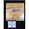 Image 2 : MAGIC JOHNSON SIGNED AUTHENTIC FLOOR PIECE WITH CAREER STATS (BECKETT COA)
