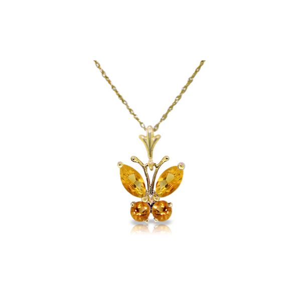 Genuine 0.60 ctw Citrine Necklace 14KT Yellow Gold - REF-23A5K