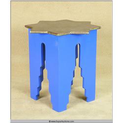 Blue and Gold Skyscraper Design Side Table