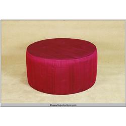 33" Diameter 16" High Circular Tufted Stool with Purple Satin Cover