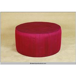 33" Diameter 16" High Circular Tufted Stool with Purple Satin Cover
