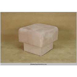 Light Tan Suede Covered Pedestal Ottoman Foot Stool