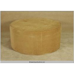 36" Diameter 16" High Oversize Round Tan Colored Faux Velvet Ottoman
