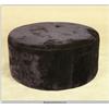 Image 1 : 37" Diameter 16" High Brown Faux Fur Covered Ottoman/Footrest