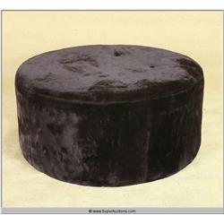 Black Faux Fur Covered Ottoman Foot Rest