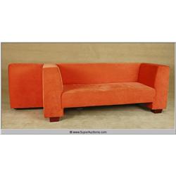 97"x30"x30" Orange Low Back Geometric Sofa