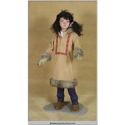 Life Size North Pole Eskimo Girl Statue with Authentic Outfit 