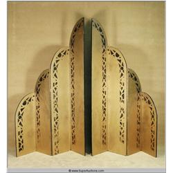 Gold Art Deco Folding Screen Set of Two 