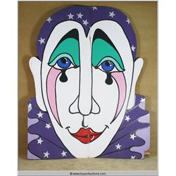 Large Hand Painted Crying Theater Clown Dividing Wall Panel 