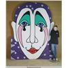 Image 2 : Large Hand Painted Crying Theater Clown Dividing Wall Panel 