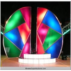 Large Modern Architectural Steel Illuminated Multi-Colored Sculpture