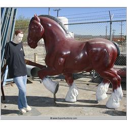 Large Promotional Life-Size Fiberglass Budweiser Clydesdale 