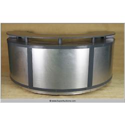 Large Grey One-Half Circle Bar with Stainless Steel Front
