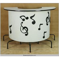 Large 50's Style White One-Half Circle Bar with Music Note Front