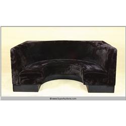 Large Dark Brown Velvet U-Shape Dining Booth 