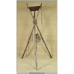 "Scorpion King" 2002 Ancient Steel Fire Torch Lamp on Wood Stand 