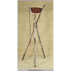 "Scorpion King" 2002 Ancient Steel Fire Torch Lamp on Wood Stand 