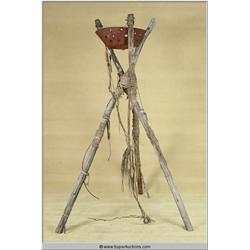 "Scorpion King" 2002 Ancient Steel Fire Torch Lamp on Wood Stand 