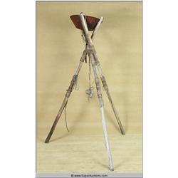 "Scorpion King" 2002 Ancient Steel Fire Torch Lamp on Wood Stand 