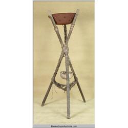 "Scorpion King" 2002 Ancient Steel Fire Torch Lamp on Wood Stand 