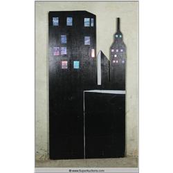 Large 9' Midnight Night Time Cityscape Mural Cut Out Wall Panel 