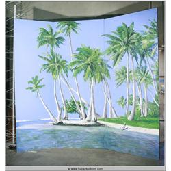 Large 10' Foot Hand Painted Tropical Island Mural Wall Panel