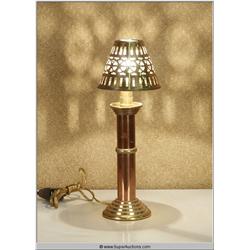 Copper and Brass Table Lamp with Stamped out Shade