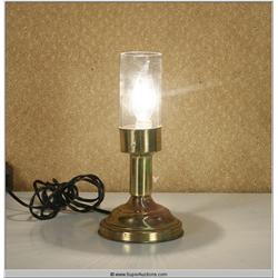 Small 7" Brass Table Lamp with Glass Cylinder Shade