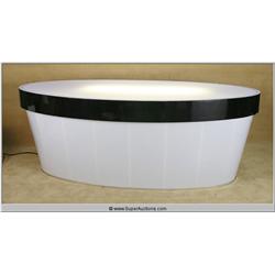 Semi-Translucent Black and White Sides Oval Desk 