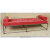 Image 2 : 7' Steel Tufted Patio Bench with Extra Wire Frame decorative Bottom and Blue & Red Cushion Set  