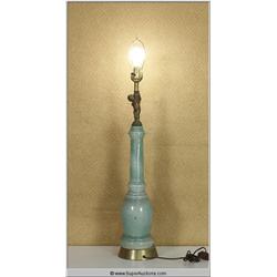 "Indiana Jones 4" 2008 Staring "Harrison Ford" 1950's Ceramic Blue Crackle Table Lamp Used as a prop