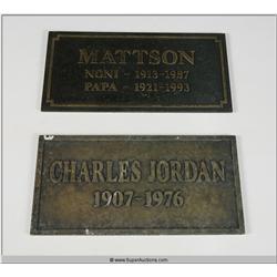 "Terminator 3" 2003 with "Arnold Schwarzenegger" Screen Used Grave Marker set of Two From Sarah Conn