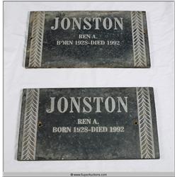 "Terminator 3" 2003 with "Arnold Schwarzenegger" Screen Used Grave Stone  set of Two From Sarah Conn