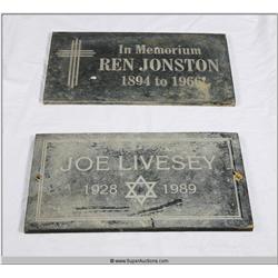 "Terminator 3" 2003 with "Arnold Schwarzenegger" Screen Used Grave Stone  set of Two From Sarah Conn