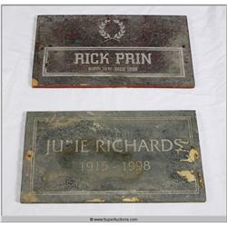 "Terminator 3" 2003 with "Arnold Schwarzenegger" Screen Used Grave Stone  set of Two From Sarah Conn