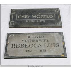 "Terminator 3" 2003 with "Arnold Schwarzenegger" Screen Used Grave Stone  set of Two From Sarah Conn