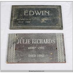 "Terminator 3" 2003 with "Arnold Schwarzenegger" Screen Used Grave Stone  set of Two From Sarah Conn