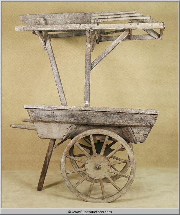 Rustic Dried out Wooden Food Street Cart