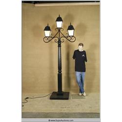 Large Scrolling 3 Light Sidewalk Street Lamp with Fixed Base 