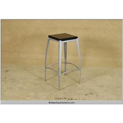 Contemporary Post Modern Loft Building Steel and Black Top Bar Stool