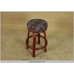 Red Painted Bent Bamboo Bar Stool with Foam Cushion Top 