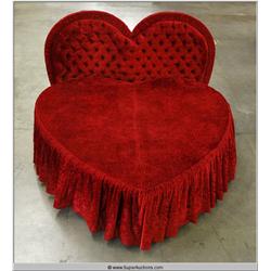 96" Red Heart Shaped Bed with Tufted Heart Shaped Head Board 