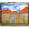 Image 1 : Mural painting of Route 66 Desert Scene on 3 Canvas Panels