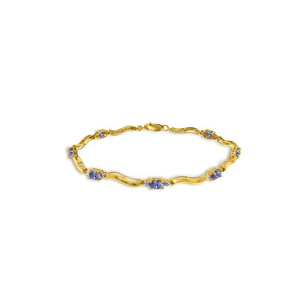 Genuine 2.01 ctw Tanzanite & Diamond Bracelet 14KT Yellow Gold - REF-89R5P