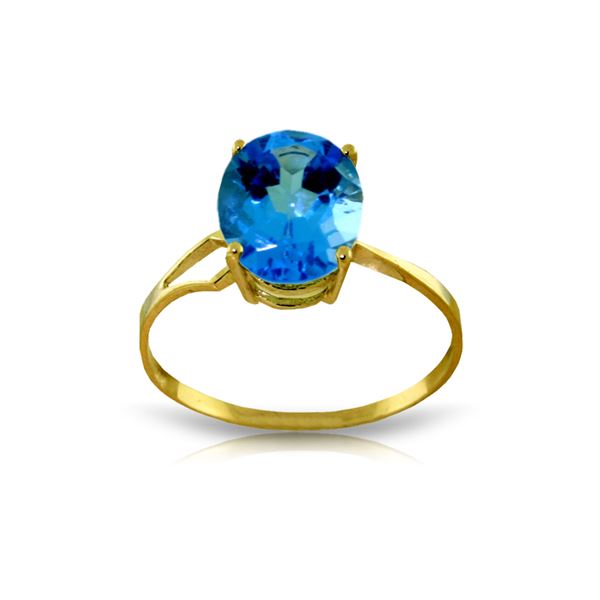 Genuine 2.2 ctw Blue Topaz Ring 14KT Yellow Gold - REF-27M8T