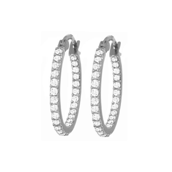 Genuine 0.75 ctw Diamond Anniversary Earrings 14KT White Gold - REF-137X2M