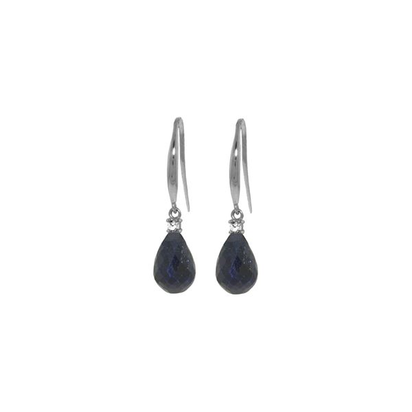 Genuine 6.7 ctw Sapphire & Diamond Earrings 14KT White Gold - REF-28A8K